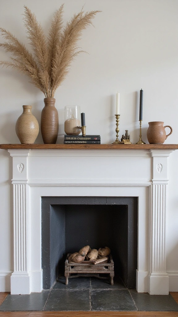 15 Fireplace Decor Ideas to Turn Your Living Room into a Cozy Haven (You'll Love #9!) - 7. Textured Mantel Displays
