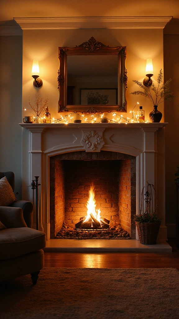 15 Fireplace Decor Ideas to Turn Your Living Room into a Cozy Haven (You'll Love #9!) - 8. Warm Lighting Solutions