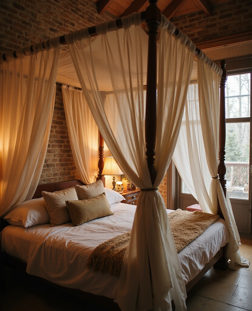 22 Cozy Traditional Bedroom Inspirations That Will Wrap You in Comfort! - 17. Cozy Canopy Beds