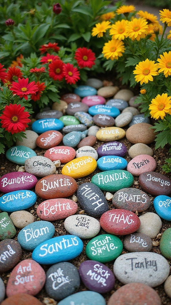 22 Unique Garden Crafts That Will Elevate Your Home Decor (Don't Miss #15!) - 18. Painted Rock Garden Markers