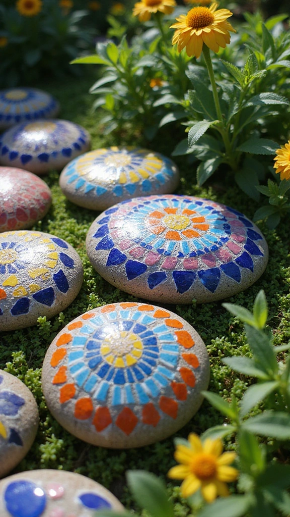 22 Unique Garden Crafts That Will Elevate Your Home Decor (Don't Miss #15!) - 2. Mosaic Garden Stones