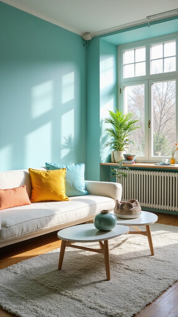 25 Stunning Living Room Paint Color Ideas That Will Transform Your Space! - 12. Refreshing Aqua