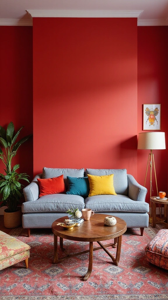 25 Stunning Living Room Paint Color Ideas That Will Transform Your Space! - 18. Radiant Cherry Red