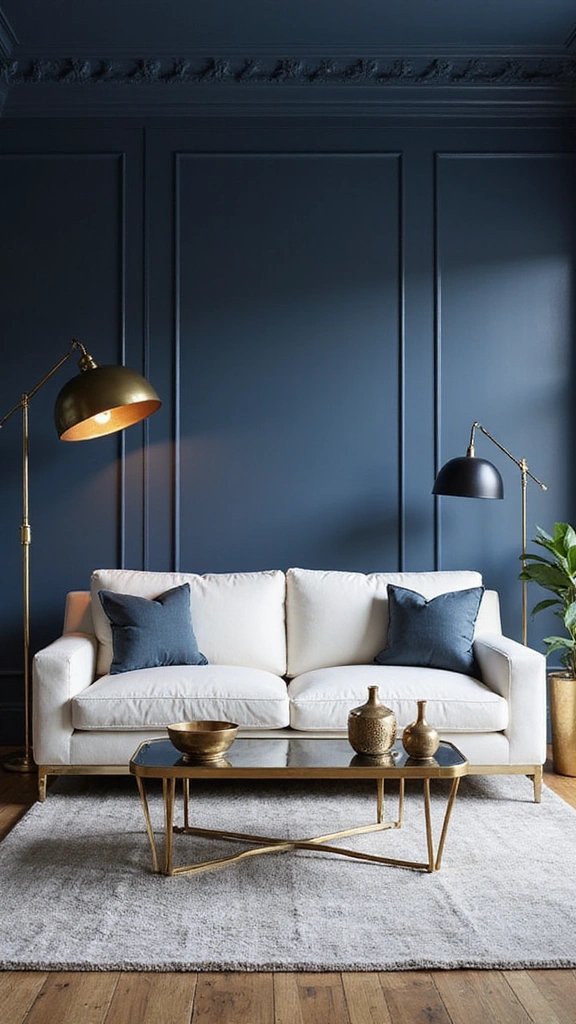 25 Stunning Living Room Paint Color Ideas That Will Transform Your Space! - 8. Classic Navy Blue