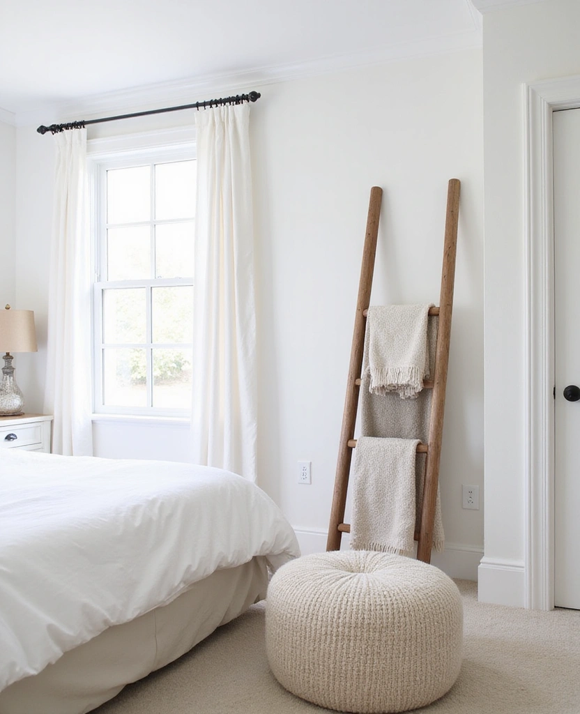 28 Modern White Bedroom Ideas for a Peaceful Sanctuary You’ll Never Want to Leave! - 14. Functional Art