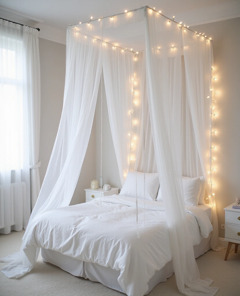 28 Modern White Bedroom Ideas for a Peaceful Sanctuary You’ll Never Want to Leave! - 16. Elegant Canopy Beds