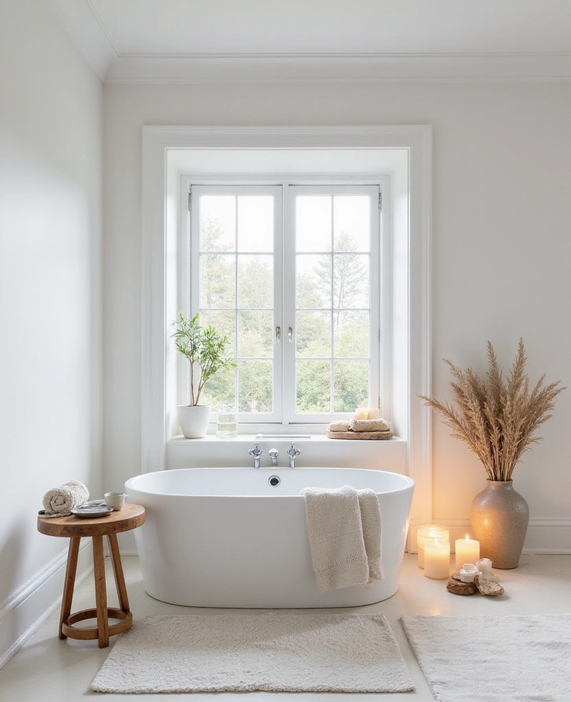 28 Modern White Bedroom Ideas for a Peaceful Sanctuary You’ll Never Want to Leave! - 17. Spa-Like Elements