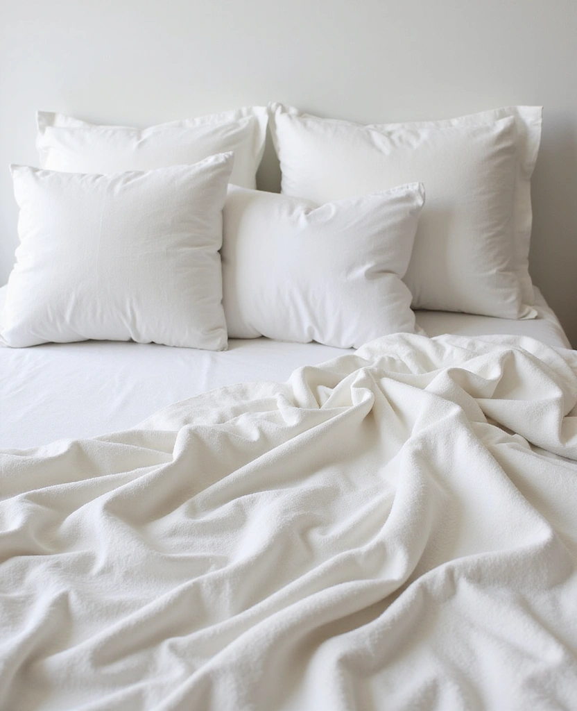 28 Modern White Bedroom Ideas for a Peaceful Sanctuary You’ll Never Want to Leave! - 20. Textured Bedding