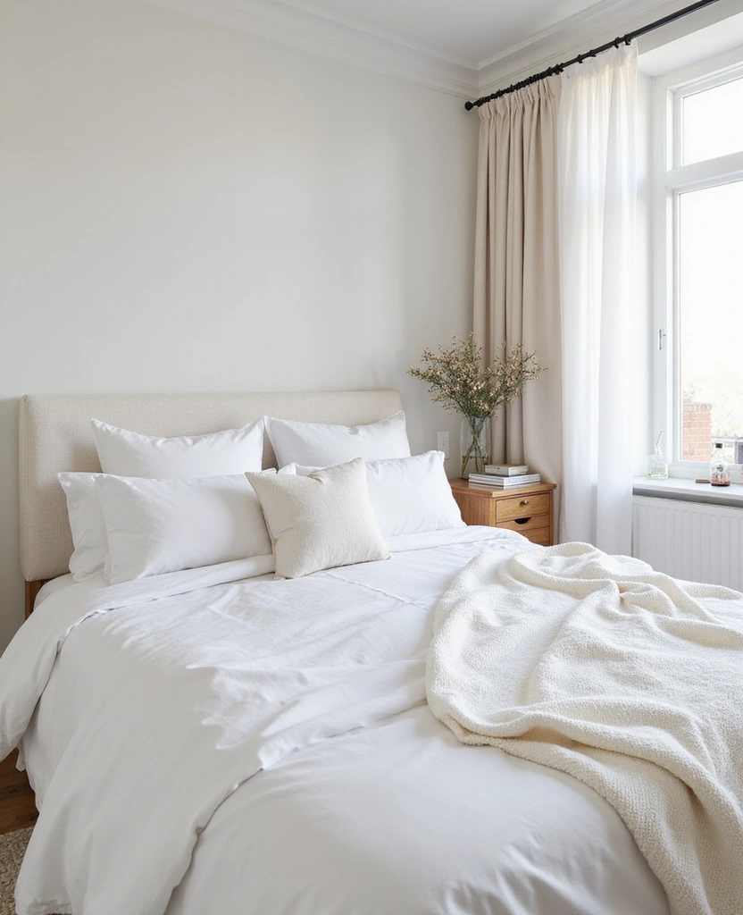 28 Modern White Bedroom Ideas for a Peaceful Sanctuary You’ll Never Want to Leave! - 21. Monochromatic Decor