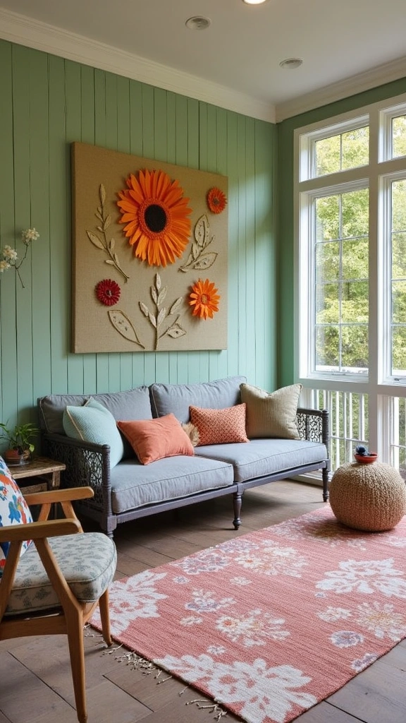 18 Screened In Porch Decorating Ideas That'll Make You Want to Live Outside! - 11. Artistic Accent Walls