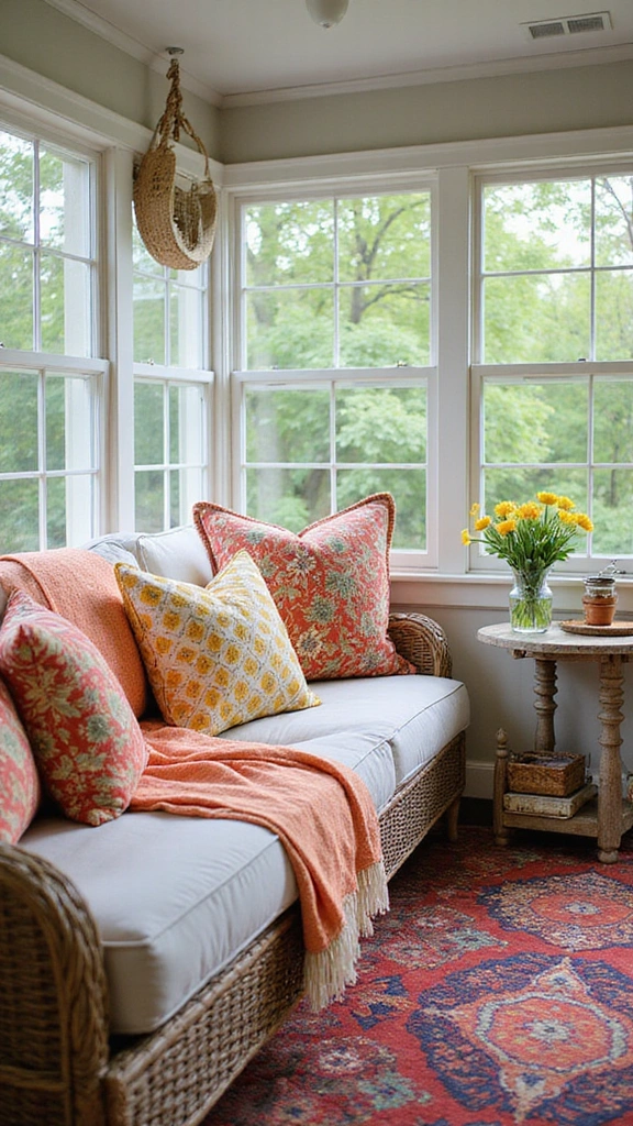 18 Screened In Porch Decorating Ideas That'll Make You Want to Live Outside! - 7. Colorful Outdoor Fabrics