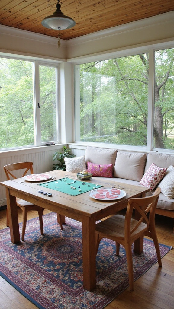 18 Screened In Porch Decorating Ideas That'll Make You Want to Live Outside! - 9. Game Zone Fun