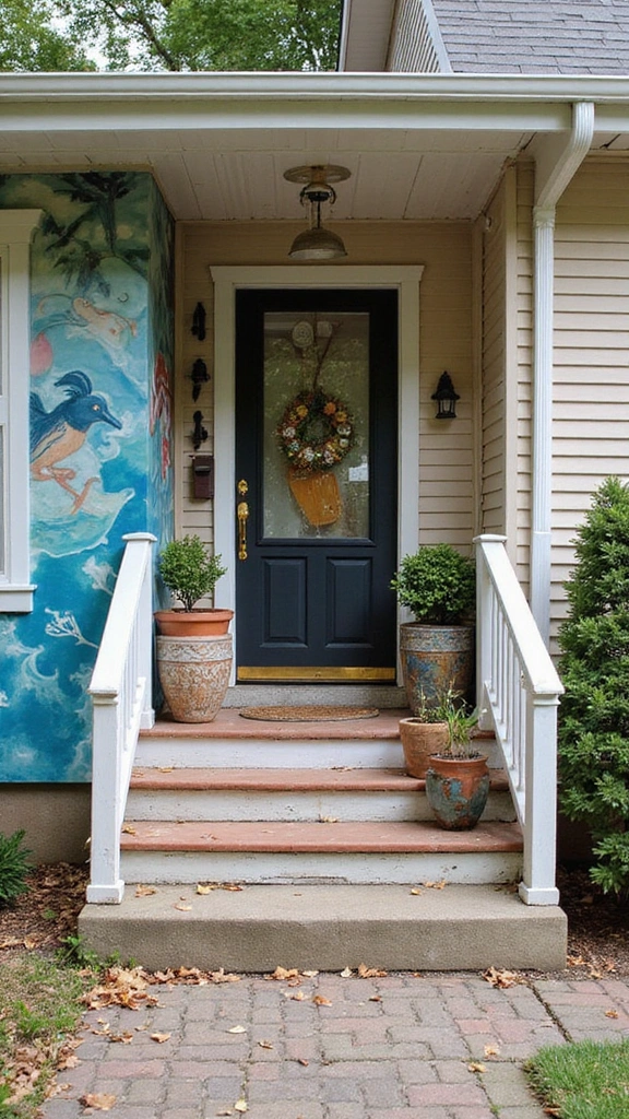 20 Front Porch Styling Ideas That Will Make Your Neighbors Jealous! - 10. Artistic Touches