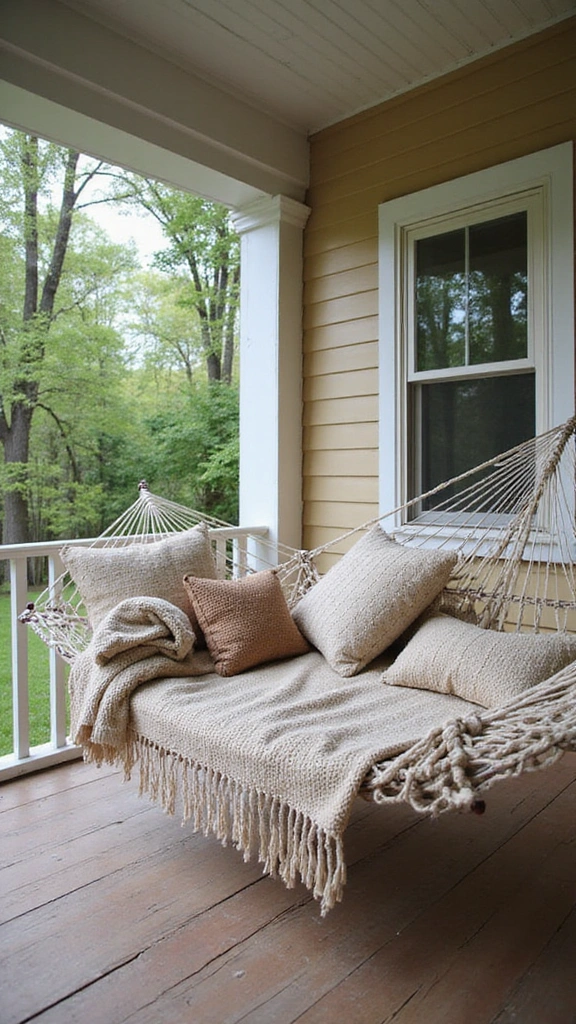 20 Front Porch Styling Ideas That Will Make Your Neighbors Jealous! - 11. Relaxing Hammock