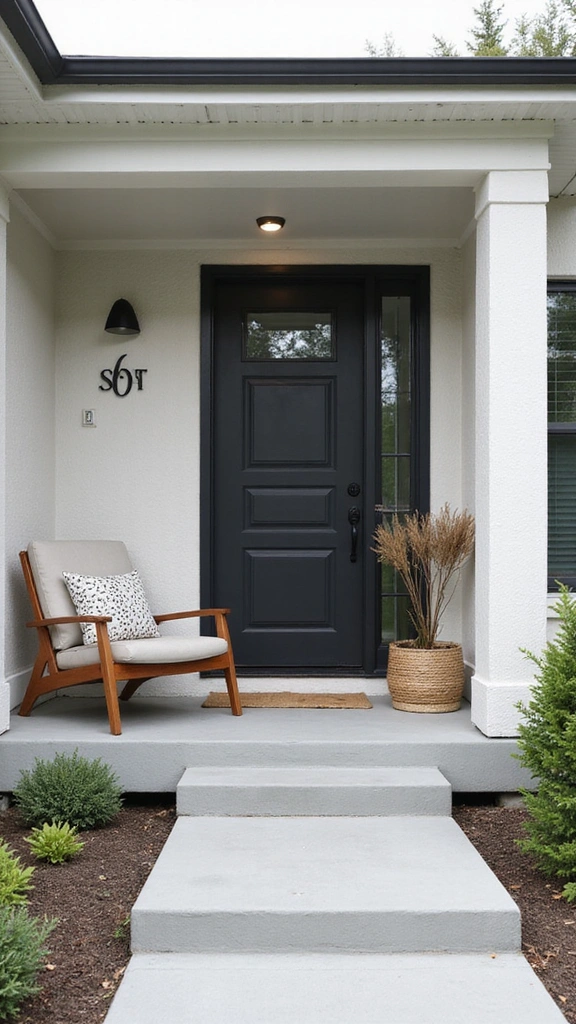 20 Front Porch Styling Ideas That Will Make Your Neighbors Jealous! - 16. Modern Minimalism