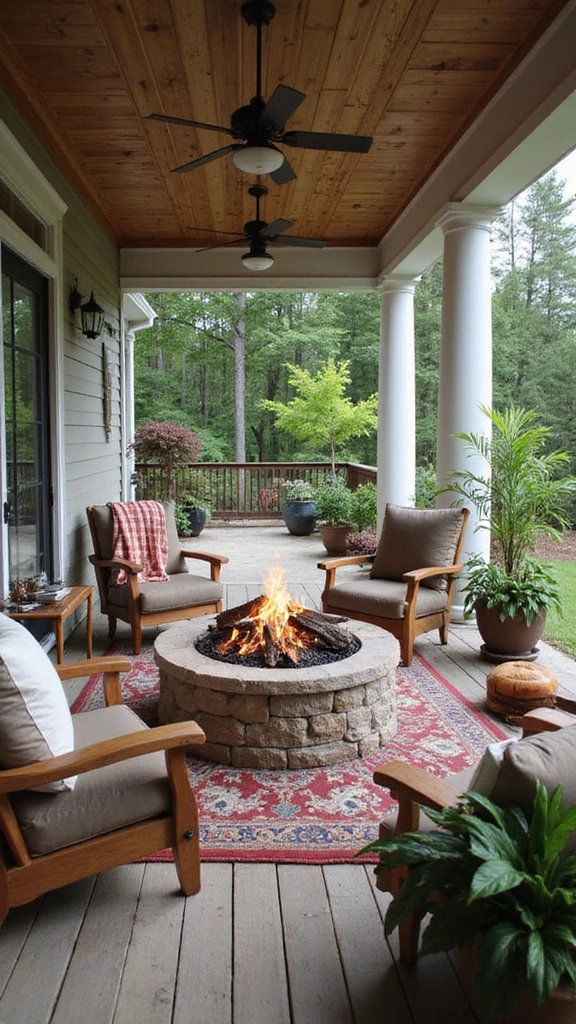 20 Front Porch Styling Ideas That Will Make Your Neighbors Jealous! - 8. Cozy Fire Pit