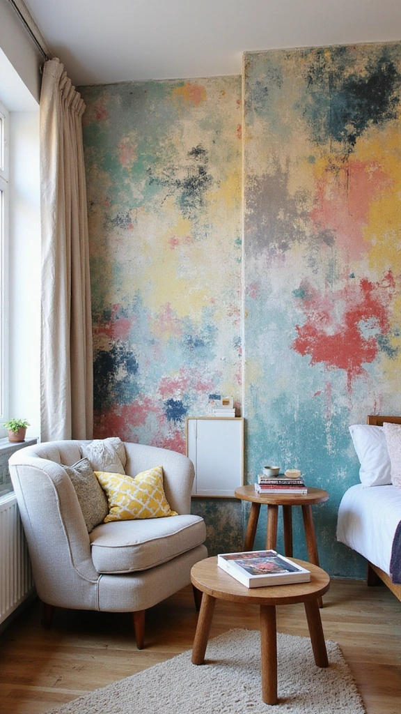 28 Tiny Studio Apartment Layouts That Will Transform Your Small Space! - 19. Artistic Wall Treatments