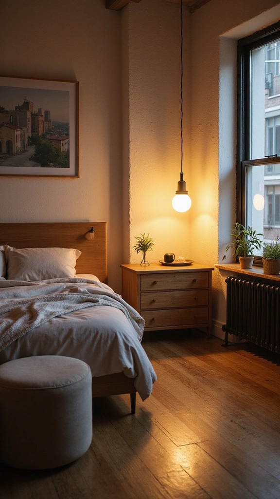 28 Tiny Studio Apartment Layouts That Will Transform Your Small Space! - 20. Layered Lighting