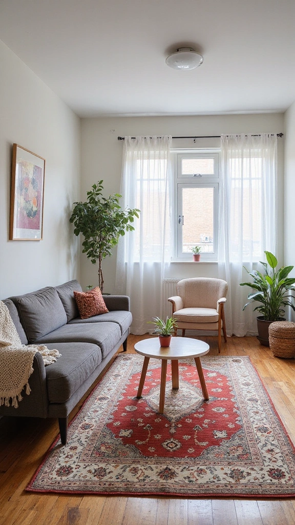 28 Tiny Studio Apartment Layouts That Will Transform Your Small Space! - 26. Statement Rugs