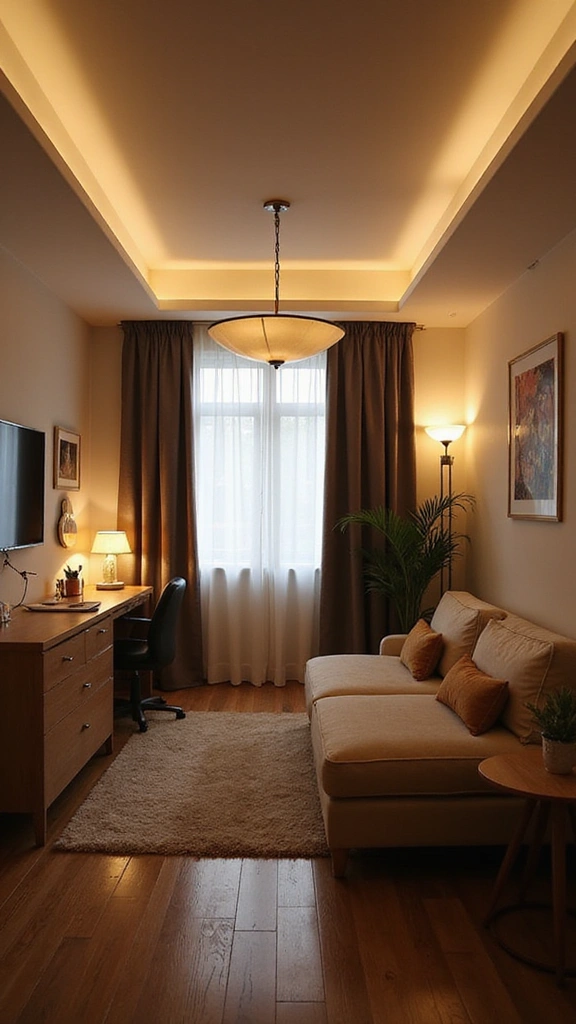 28 Tiny Studio Apartment Layouts That Will Transform Your Small Space! - 8. Smart Lighting Choices