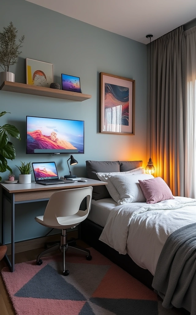 32 Adorable Teen Girl Bedroom Ideas That Will Make Her Feel at Home! - 12. Tech-Savvy Retreat