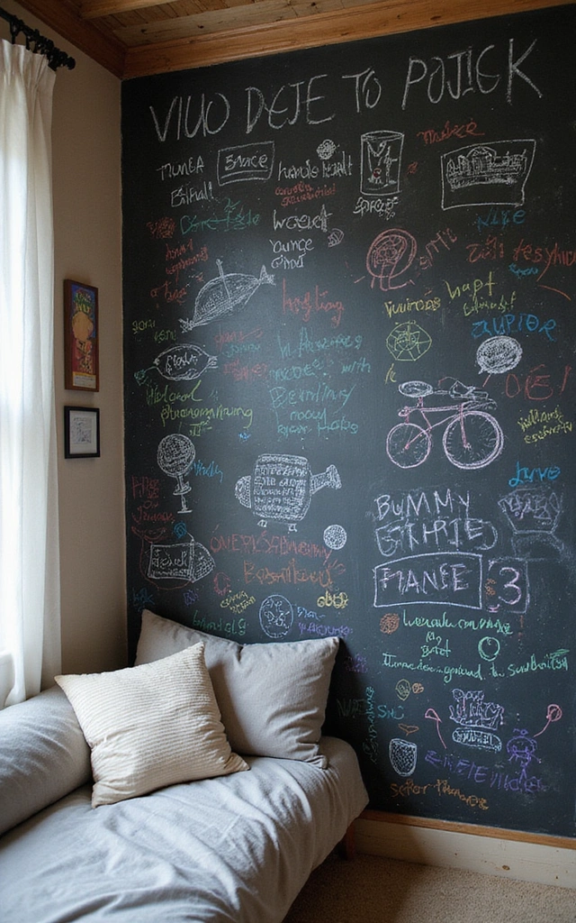 32 Adorable Teen Girl Bedroom Ideas That Will Make Her Feel at Home! - 14. Interactive Chalkboard Wall