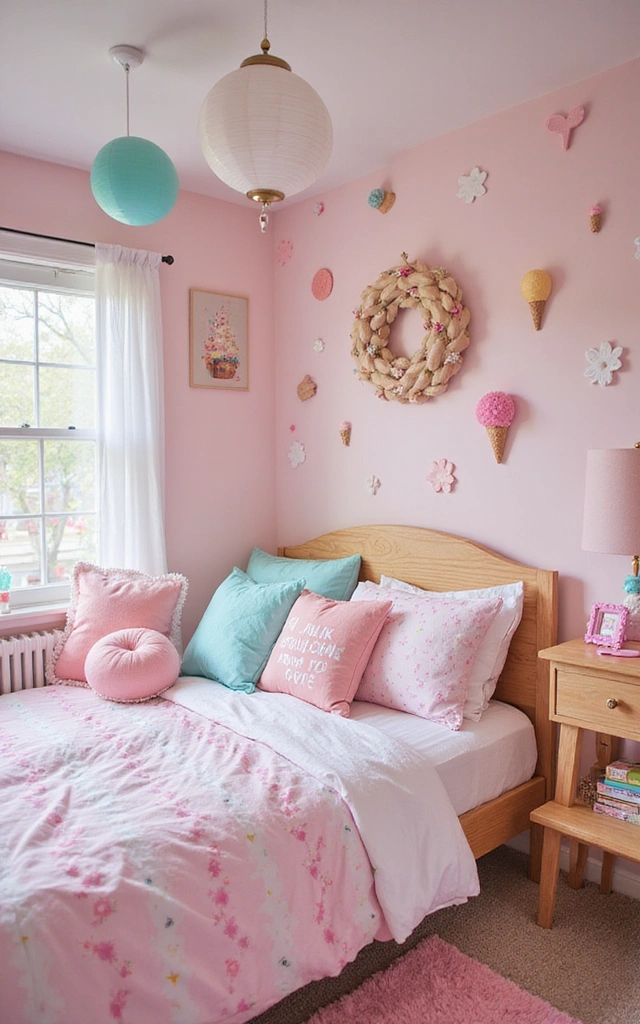 32 Adorable Teen Girl Bedroom Ideas That Will Make Her Feel at Home! - 23. Ice Cream Dream