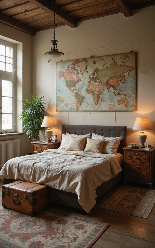 32 Adorable Teen Girl Bedroom Ideas That Will Make Her Feel at Home! - 23. Vintage Travel Aesthetic