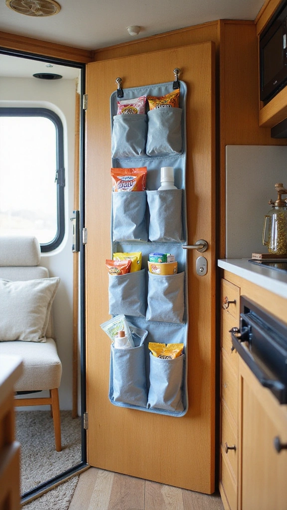 13 Easy Hacks for Small Camper Organization That You Can Implement Today! - 4. Hang a Shoe Organizer on the Back of Doors