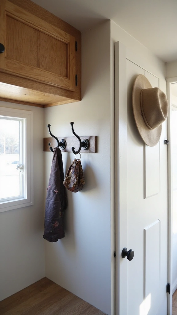 13 Easy Hacks for Small Camper Organization That You Can Implement Today! - 6. Install Hooks for Quick Access Items