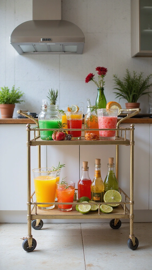 21 Vibrant Kitchen Countertop Decor Ideas That Will Wow Your Guests! - 10. Colorful Bar Cart