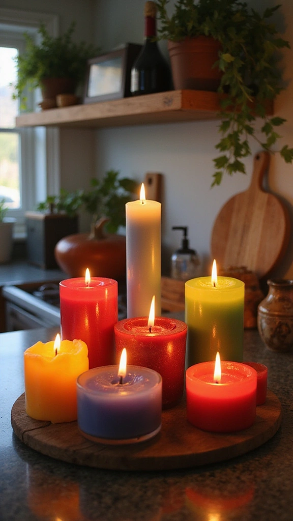 21 Vibrant Kitchen Countertop Decor Ideas That Will Wow Your Guests! - 12. Bright Candle Display