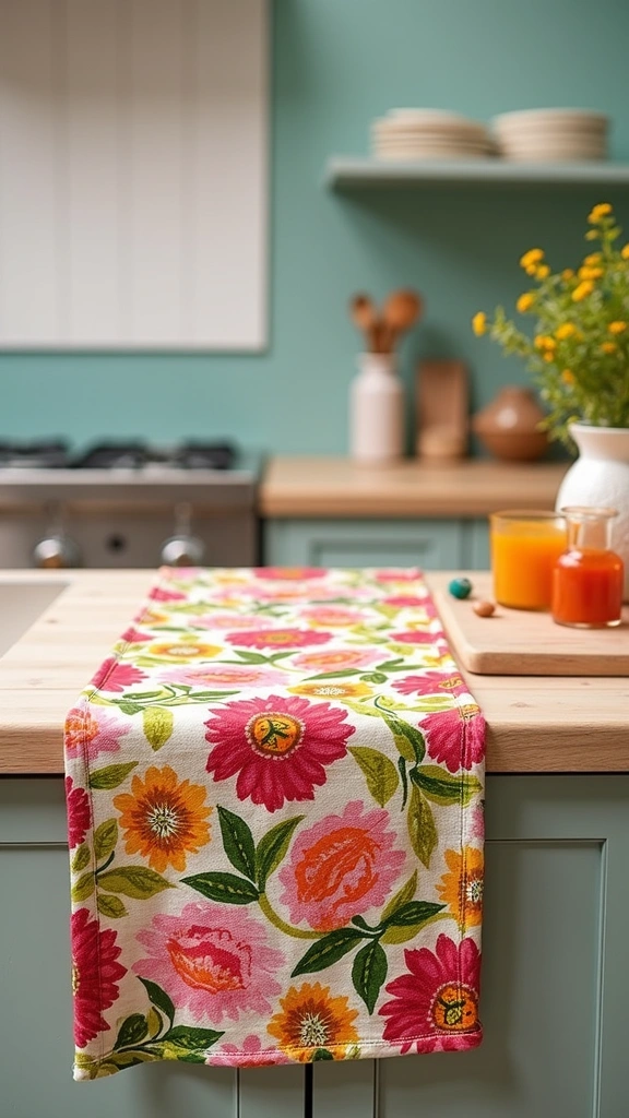21 Vibrant Kitchen Countertop Decor Ideas That Will Wow Your Guests! - 14. Cheerful Table Runner