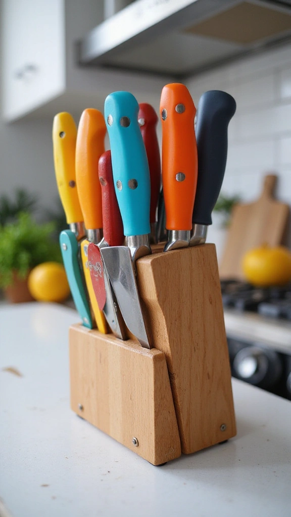 21 Vibrant Kitchen Countertop Decor Ideas That Will Wow Your Guests! - 21. Unique Knife Block