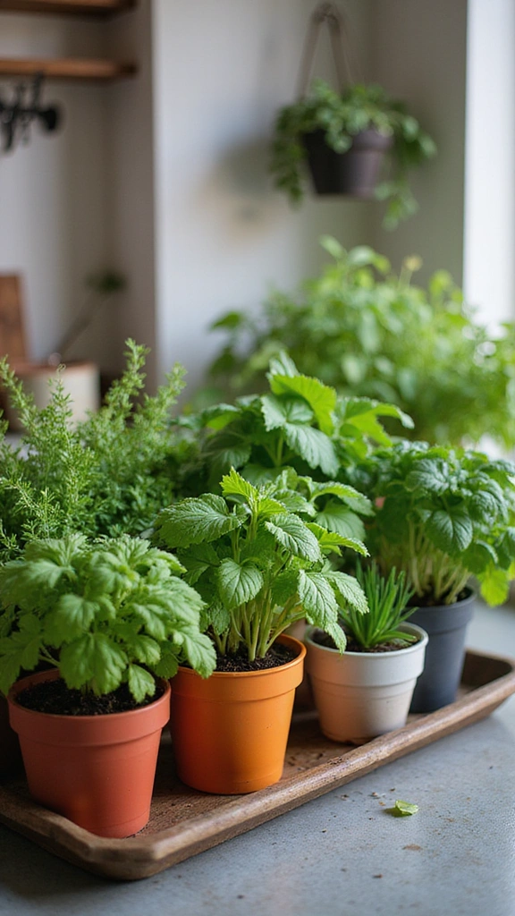 21 Vibrant Kitchen Countertop Decor Ideas That Will Wow Your Guests! - 3. Vibrant Potted Herbs
