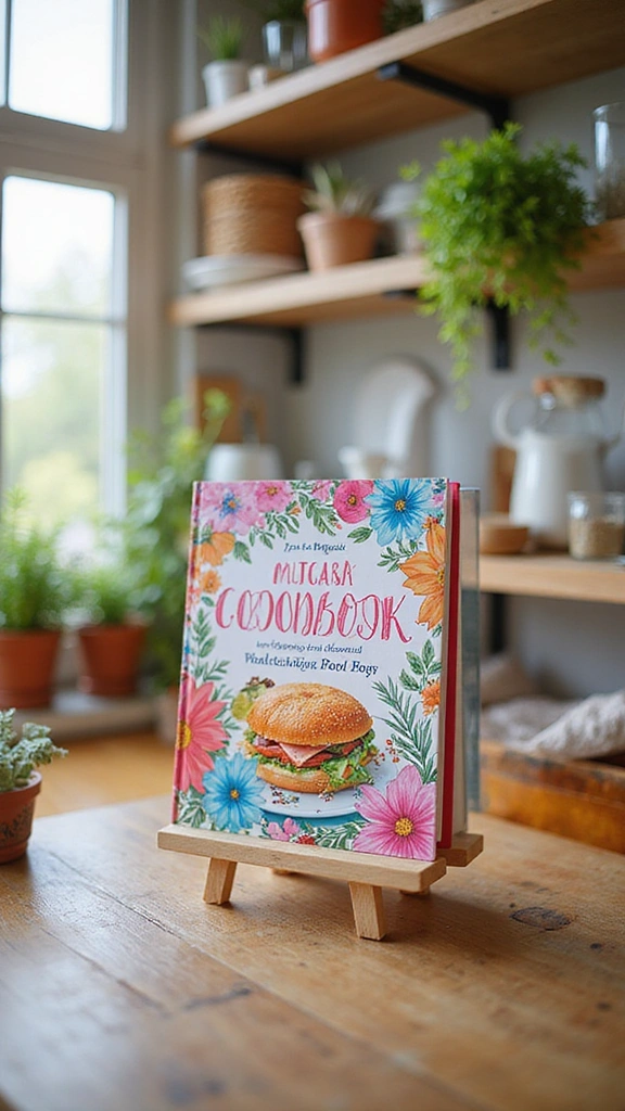 21 Vibrant Kitchen Countertop Decor Ideas That Will Wow Your Guests! - 9. Brightly Colored Cookbook Stand