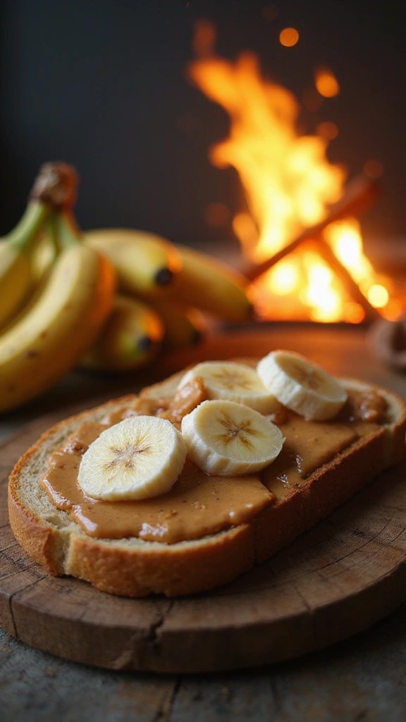 30 Quick and Easy Camping Meal Ideas That Will Elevate Your Outdoor Adventures! - 10. Peanut Butter Banana Toast