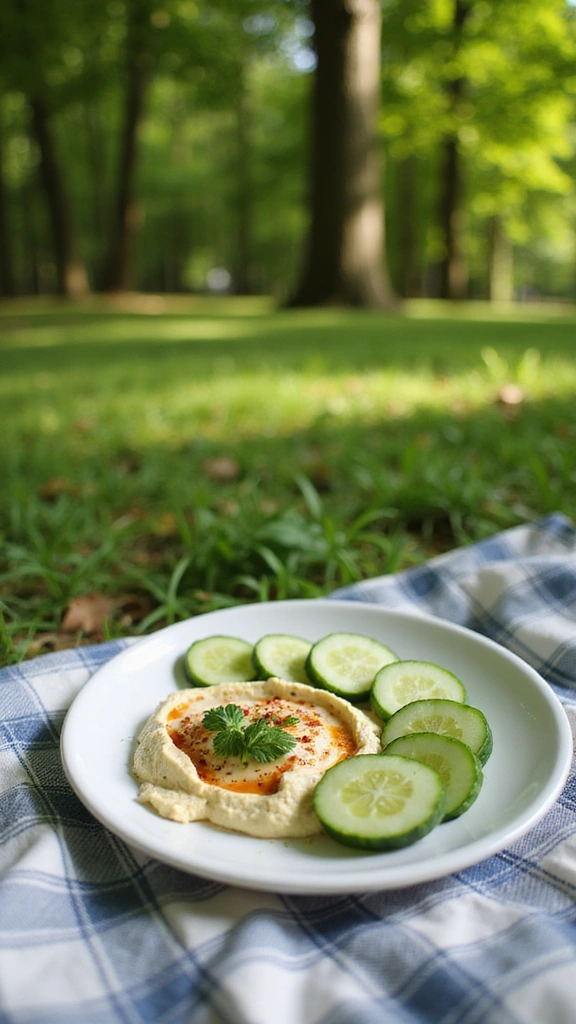 30 Quick and Easy Camping Meal Ideas That Will Elevate Your Outdoor Adventures! - 12. Cucumber and Hummus Snack